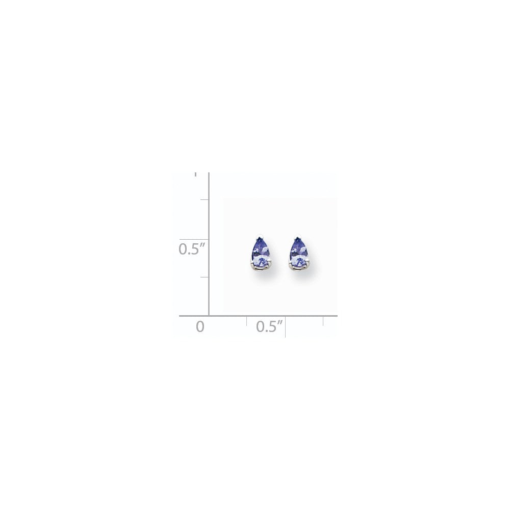 14k White Gold 5x Pear Tanzanite Post Earrings