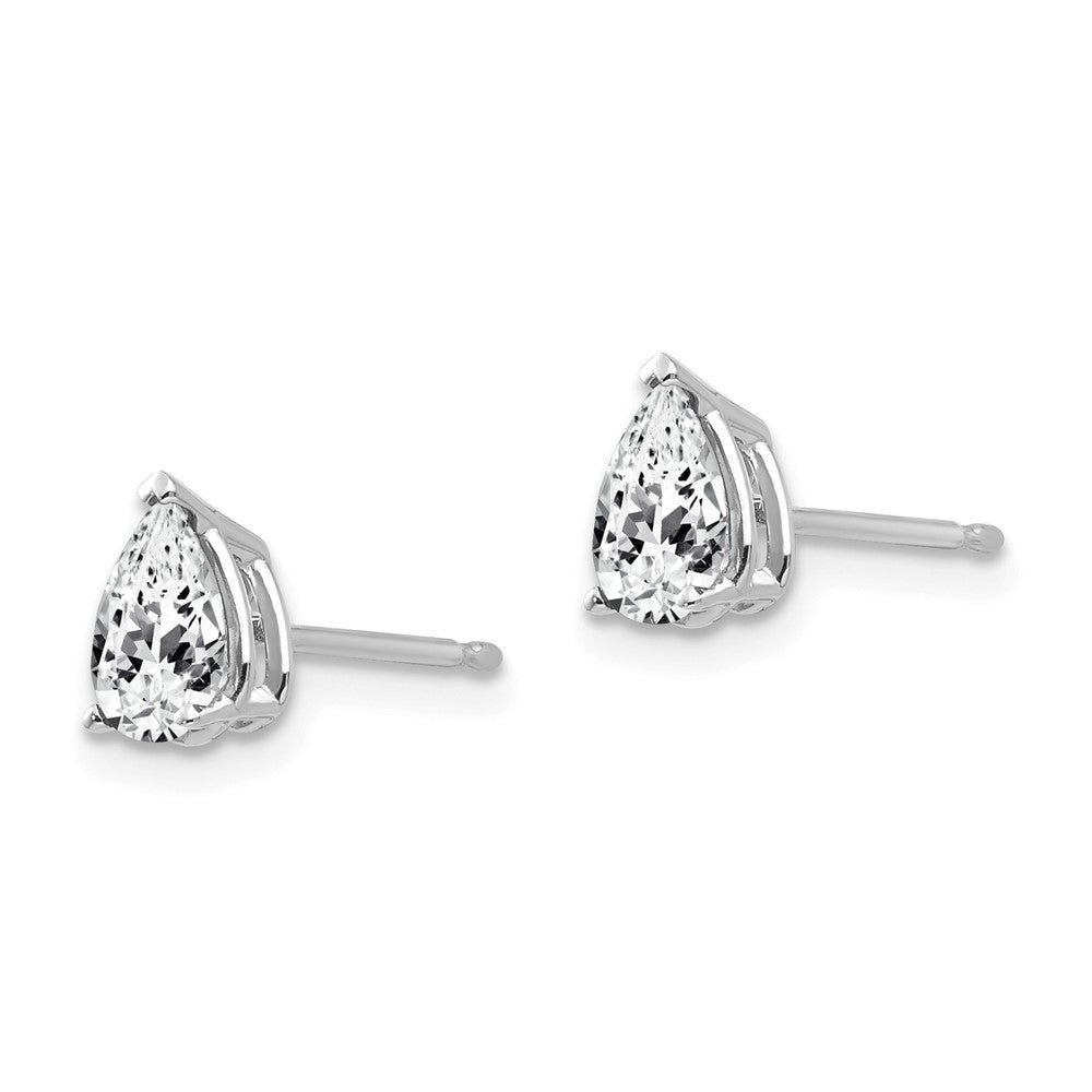 14k White Gold 6x Pear Cubic Zirconia Stud Earrings