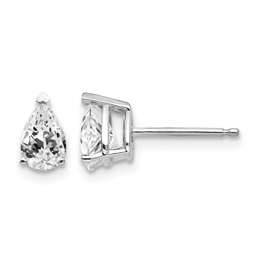 14k White Gold 6x Pear Cubic Zirconia Stud Earrings