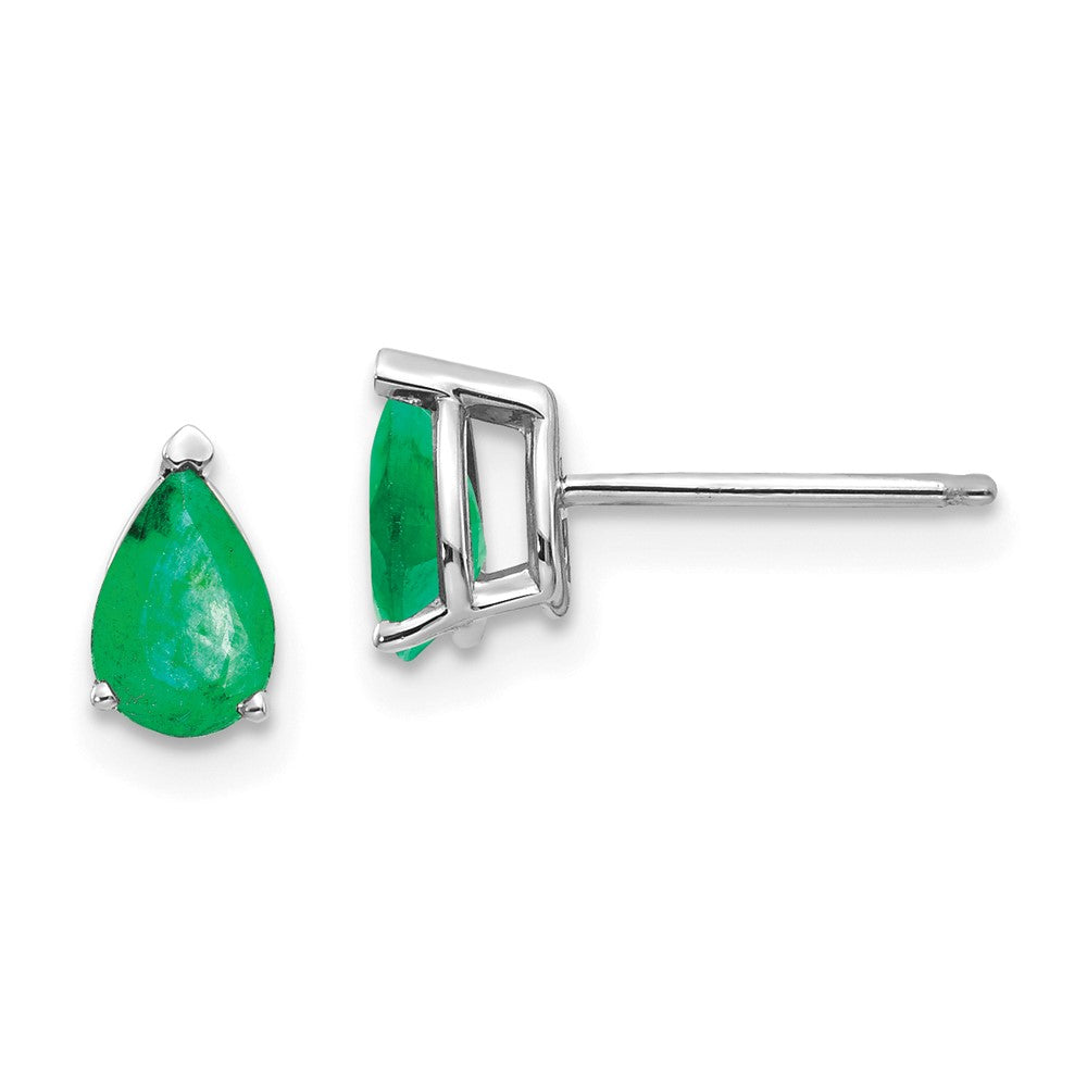 14k White Gold Emerald Earrings