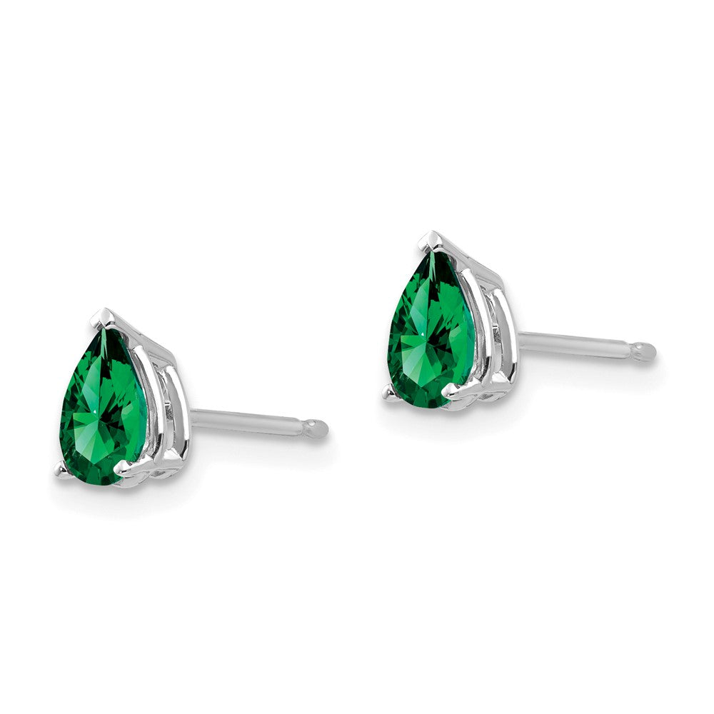 14k White Gold 6x Pear Mount St. Helens Stud Earrings