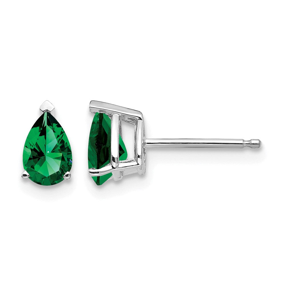14k White Gold 6x Pear Mount St. Helens Stud Earrings
