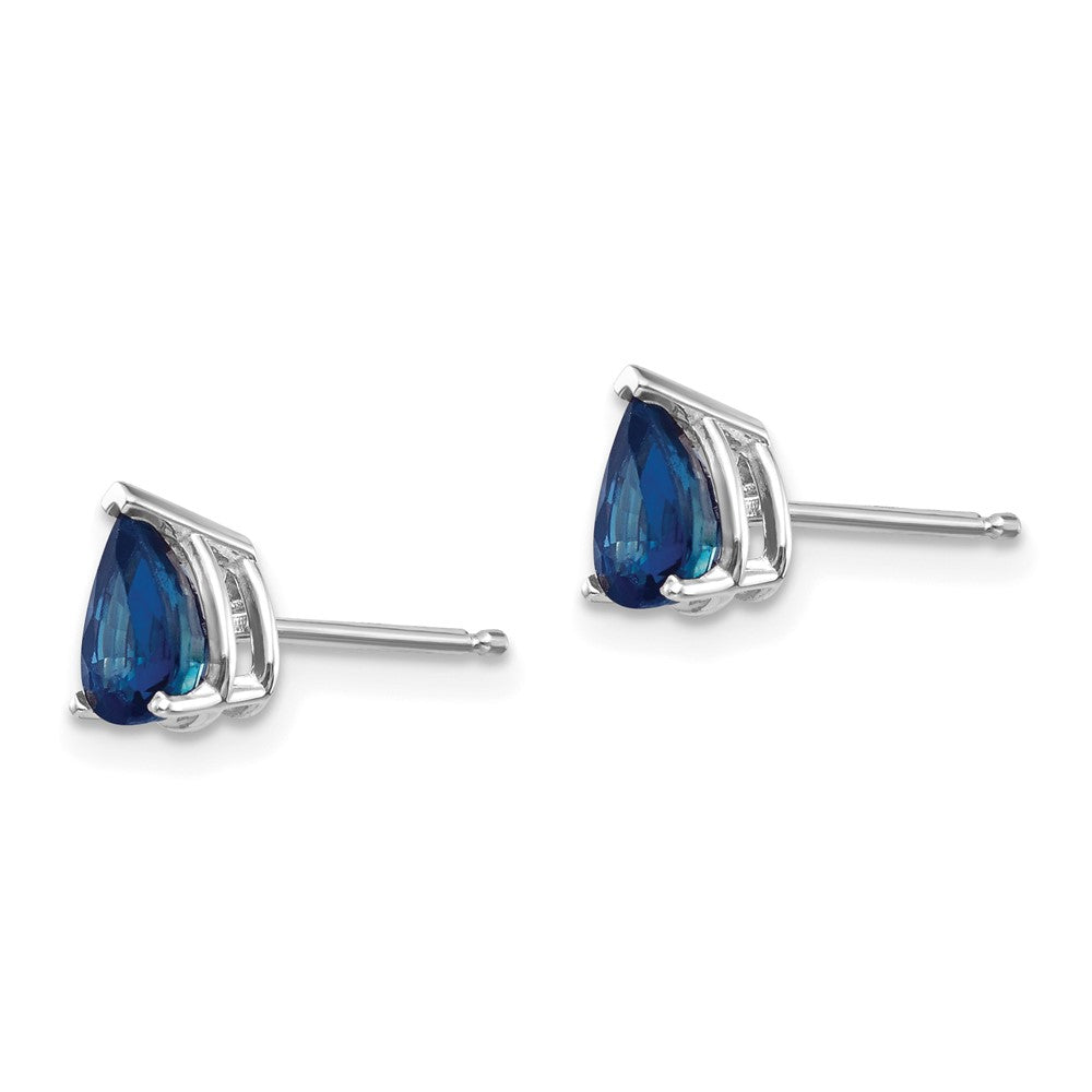 14k White Gold 6x Pear Sapphire Post Earrings