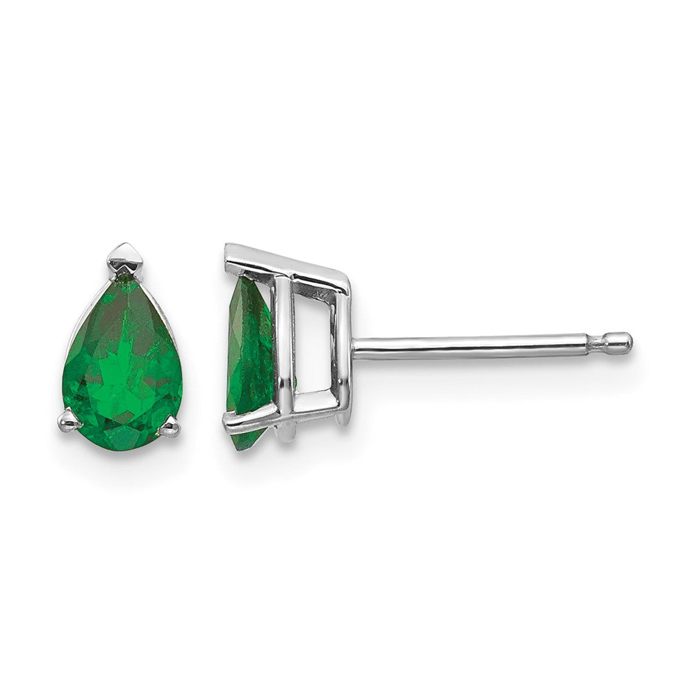 14k White Gold 6x Pear Tsavorite Post Earrings