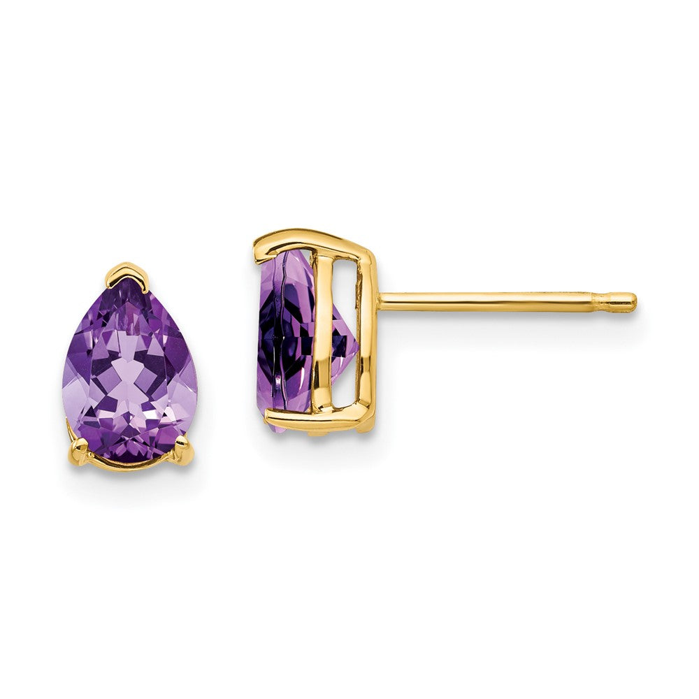 14k 7x Pear Amethyst Earrings