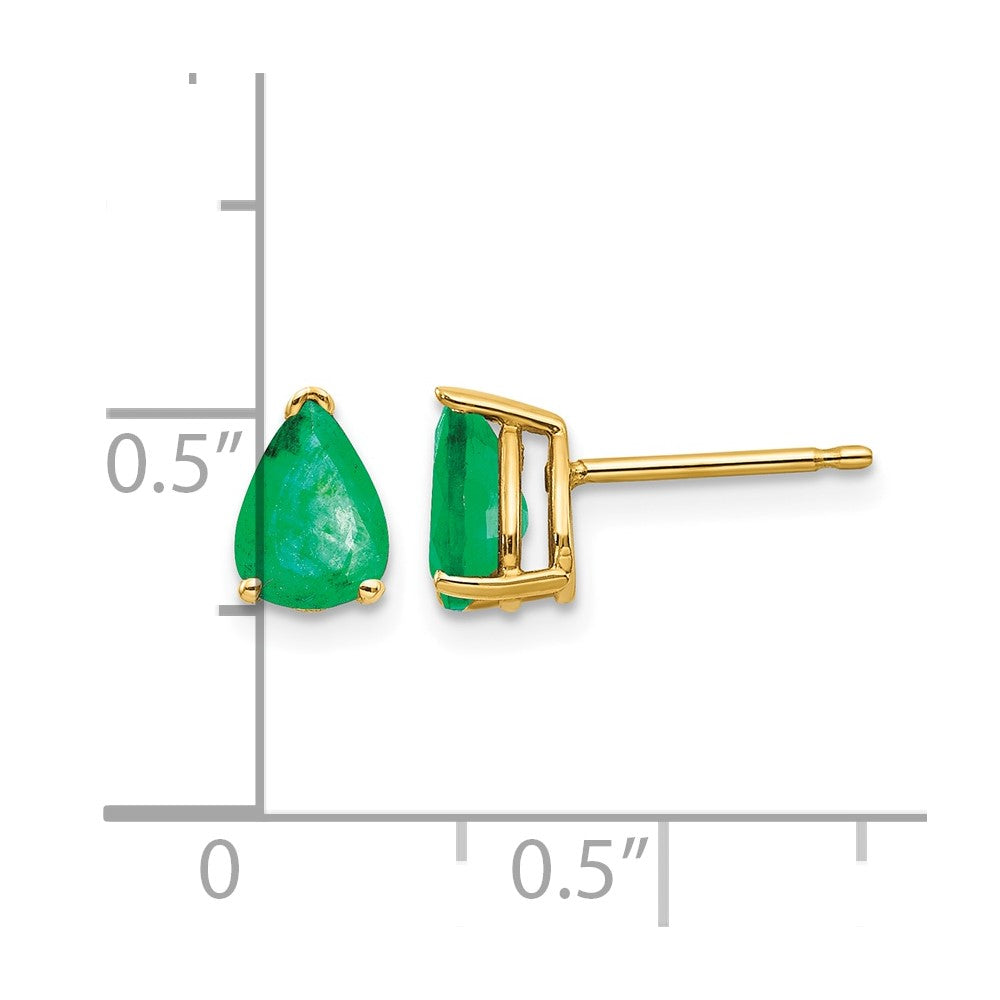 14k 7x Pear Emerald Post Earrings