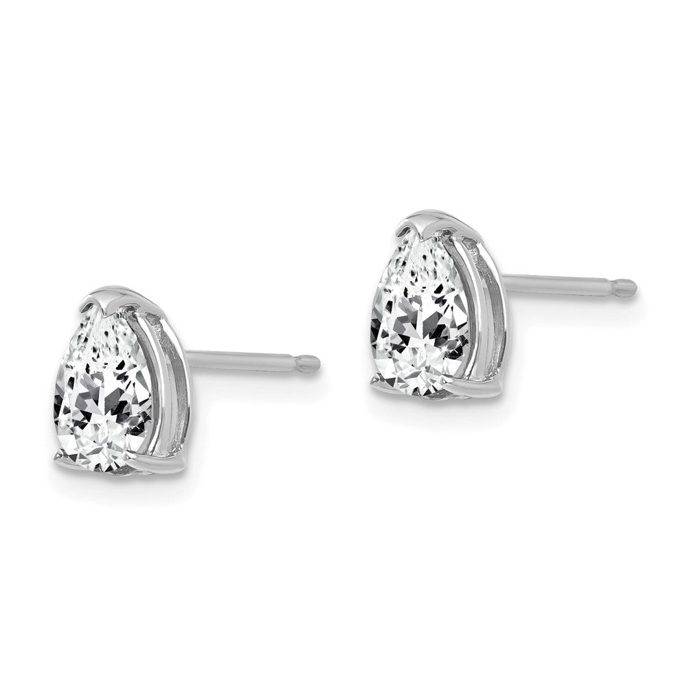 14k White Gold 7x Pear Cubic Zirconia Post Earrings