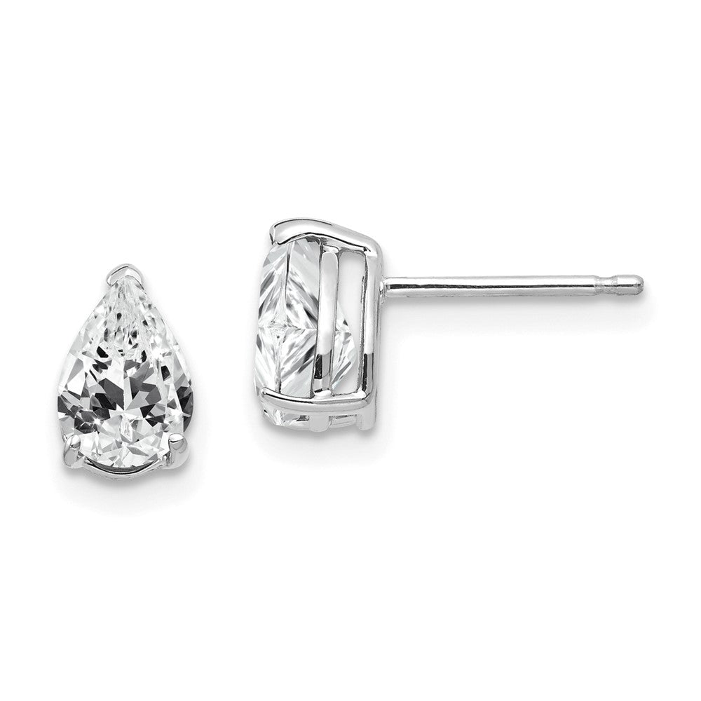 14k White Gold 7x Pear Cubic Zirconia Earrings