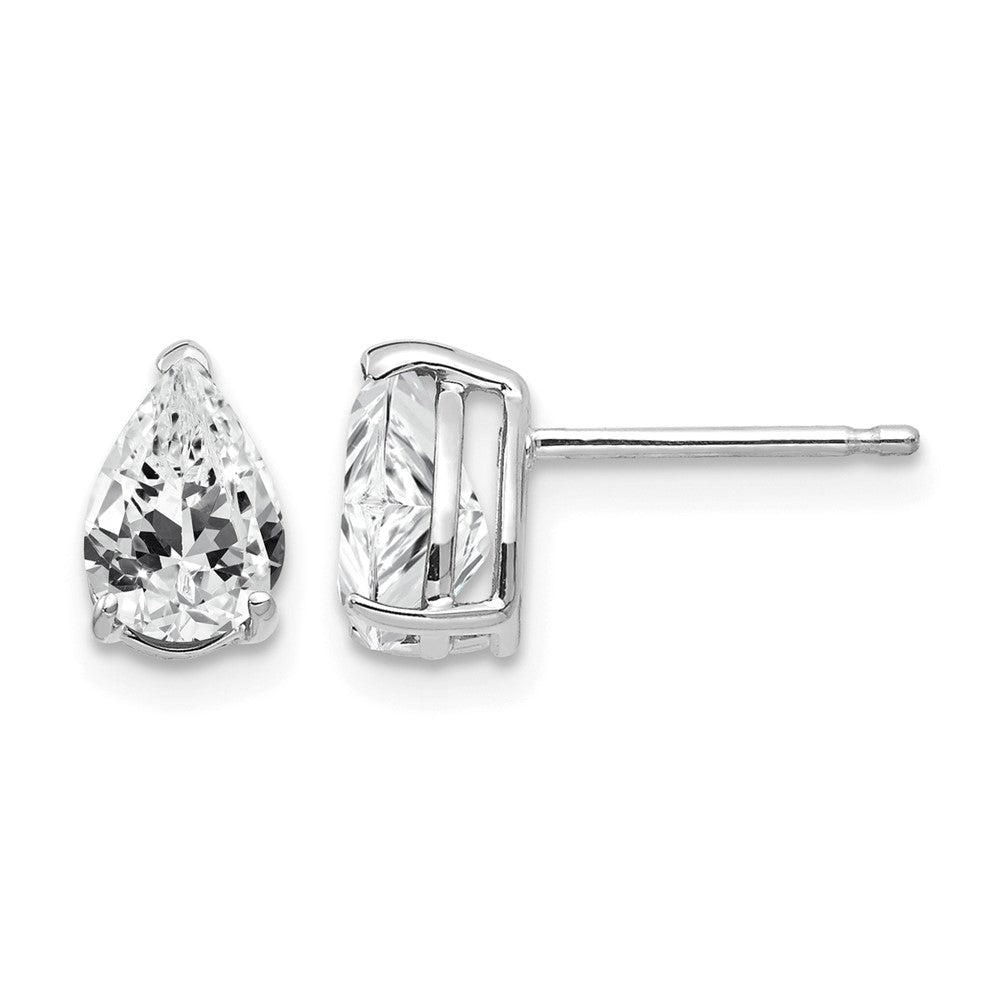 14k White Gold 7x Pear Cubic Zirconia Post Earrings