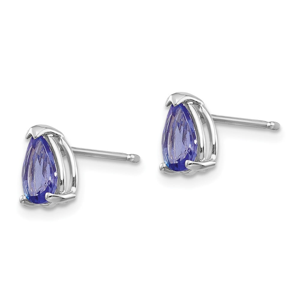 14k White Gold 7x Pear Tanzanite Post Earrings