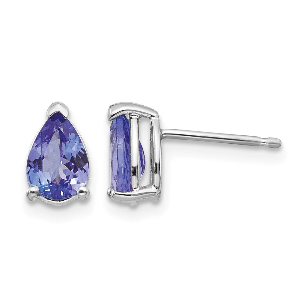 14k White Gold 7x Pear Tanzanite Post Earrings