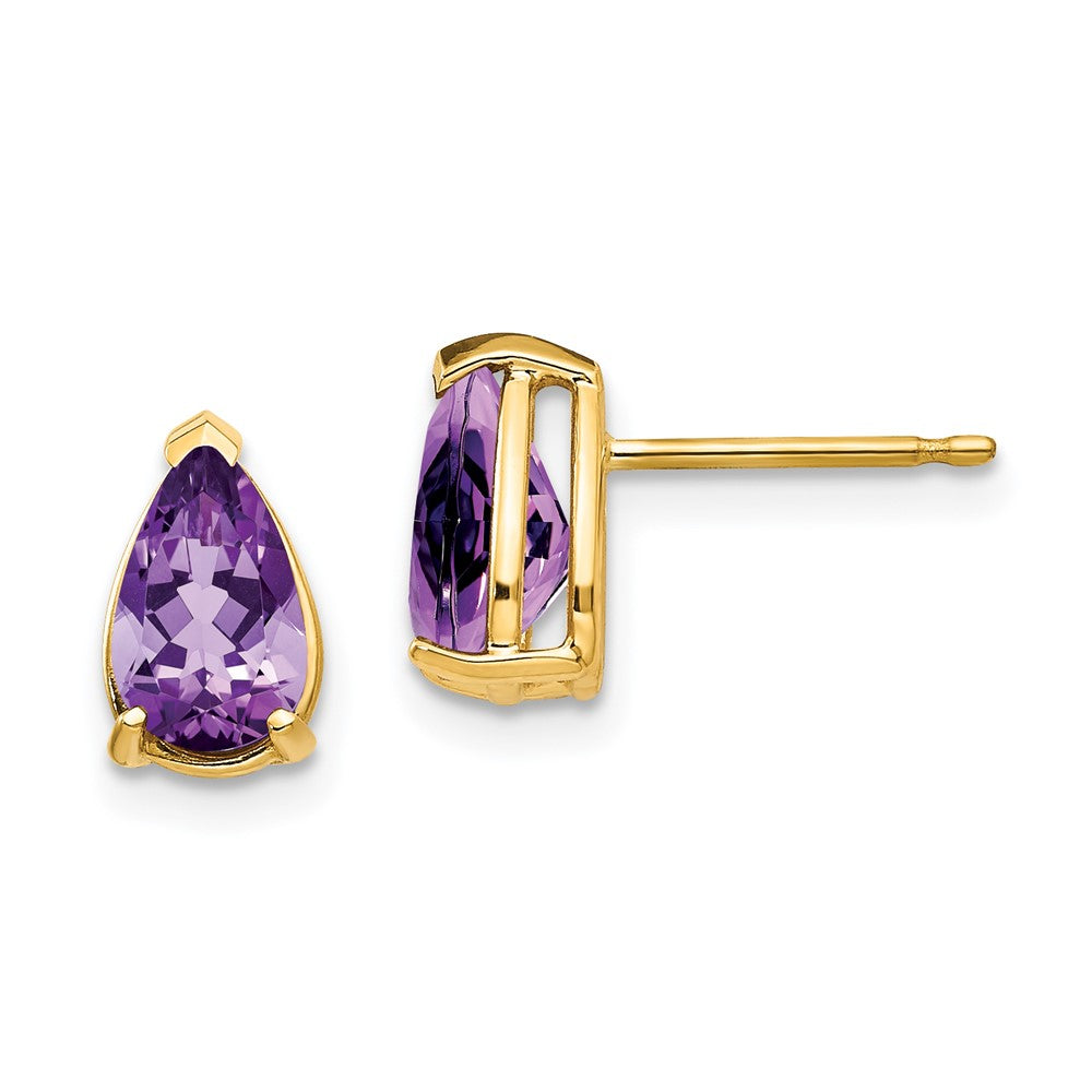 14k 8x Pear Amethyst Earrings