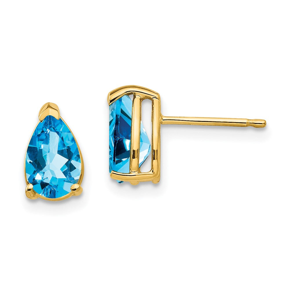 14k 8x Pear Blue Topaz Earrings