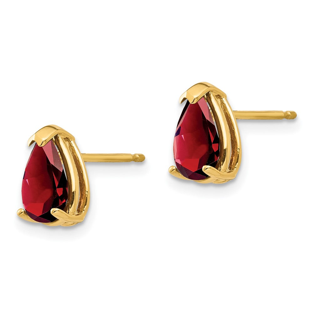 14k 8x Pear Garnet Post Earrings
