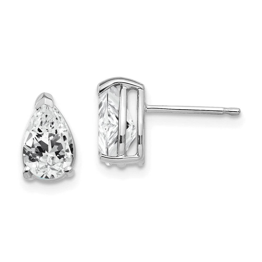14k White Gold 8x Pear Cubic Zirconia Earrings