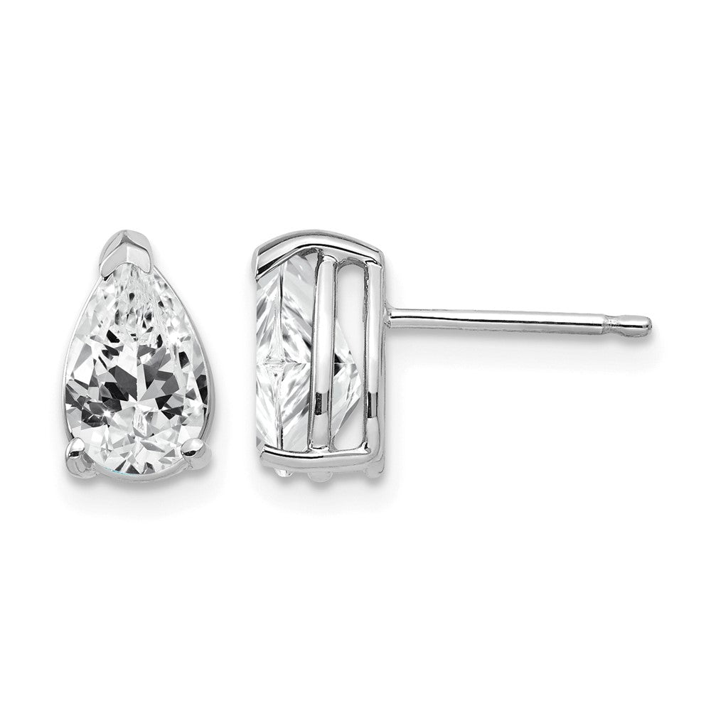 14k White Gold 8x Pear Cubic Zirconia Post Earrings