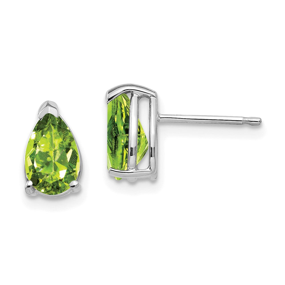 14k White Gold 8x Pear Peridot Earrings