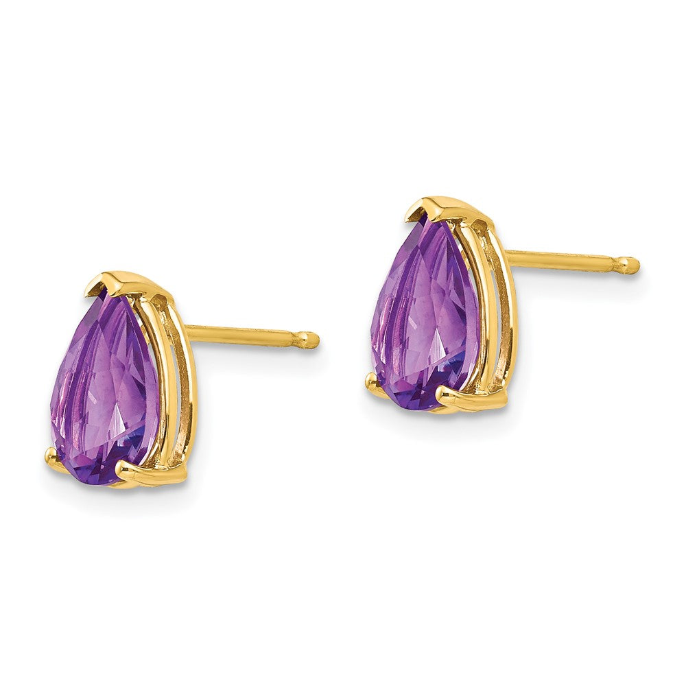 14k 9x Pear Amethyst Earrings