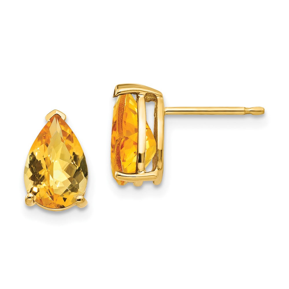 14k 9x Pear Citrine Checker Earrings