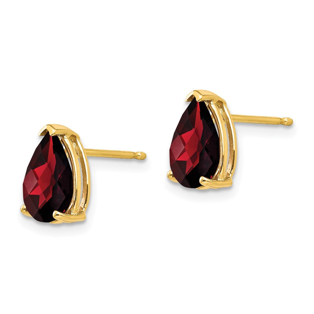 14k 9x Pear Garnet Checker Earrings