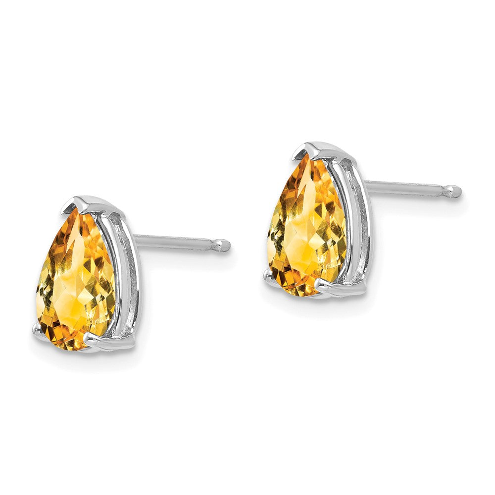 14k White Gold 9x Pear Citrine Earrings