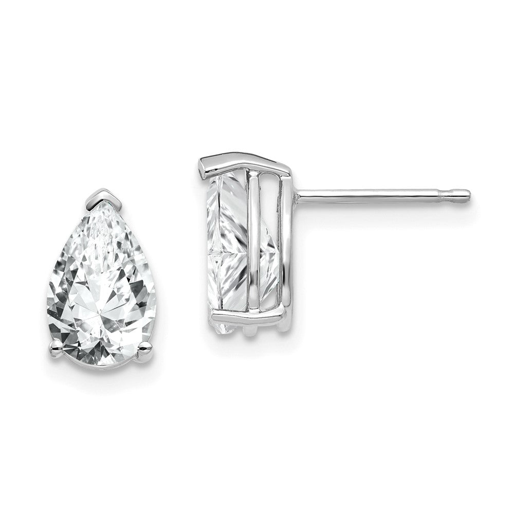14k White Gold 9x Pear Cubic Zirconia Earrings