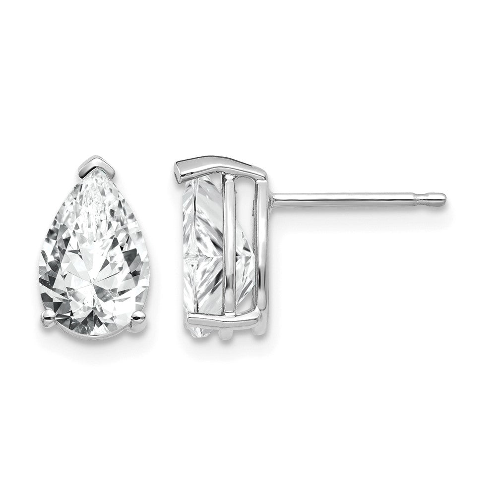 14k White Gold 9x Pear Cubic Zirconia Post Earrings