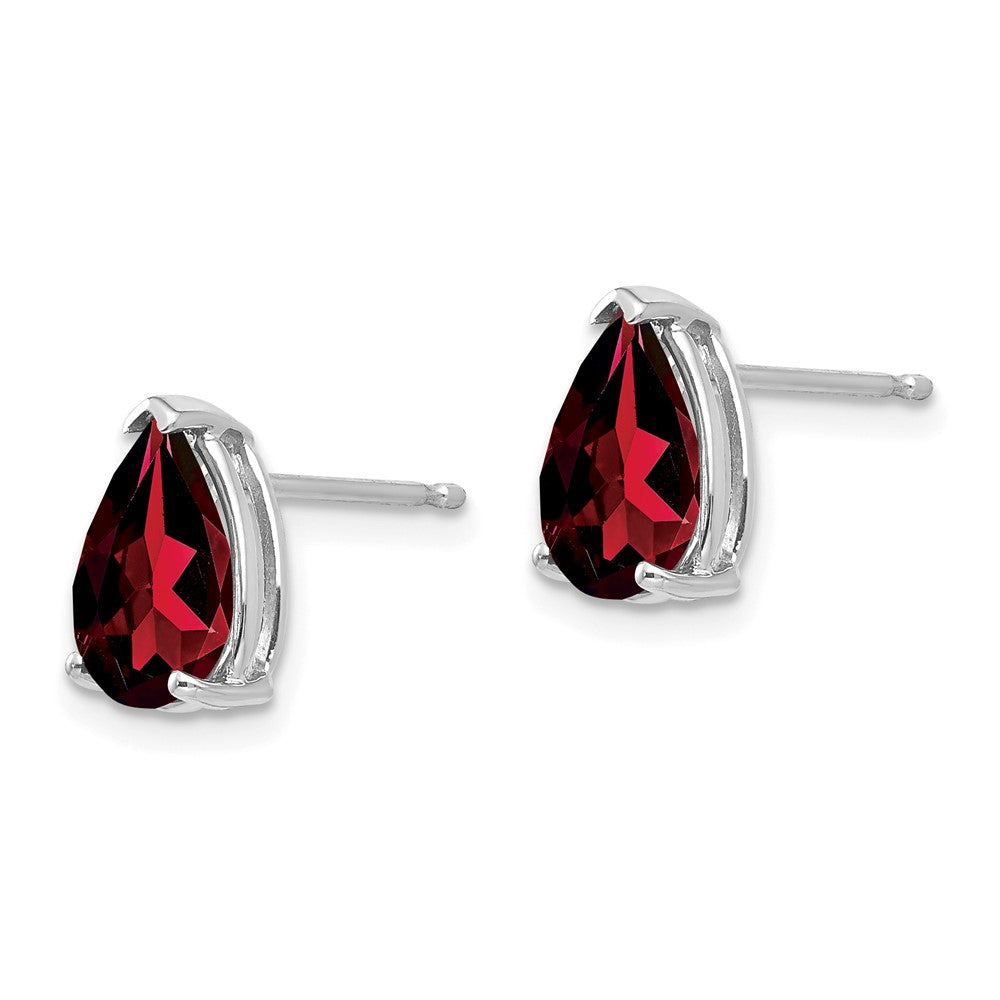 14k White Gold 9x Pear Garnet Earrings