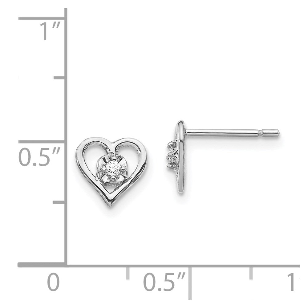 14k White Gold A Diamond heart earring