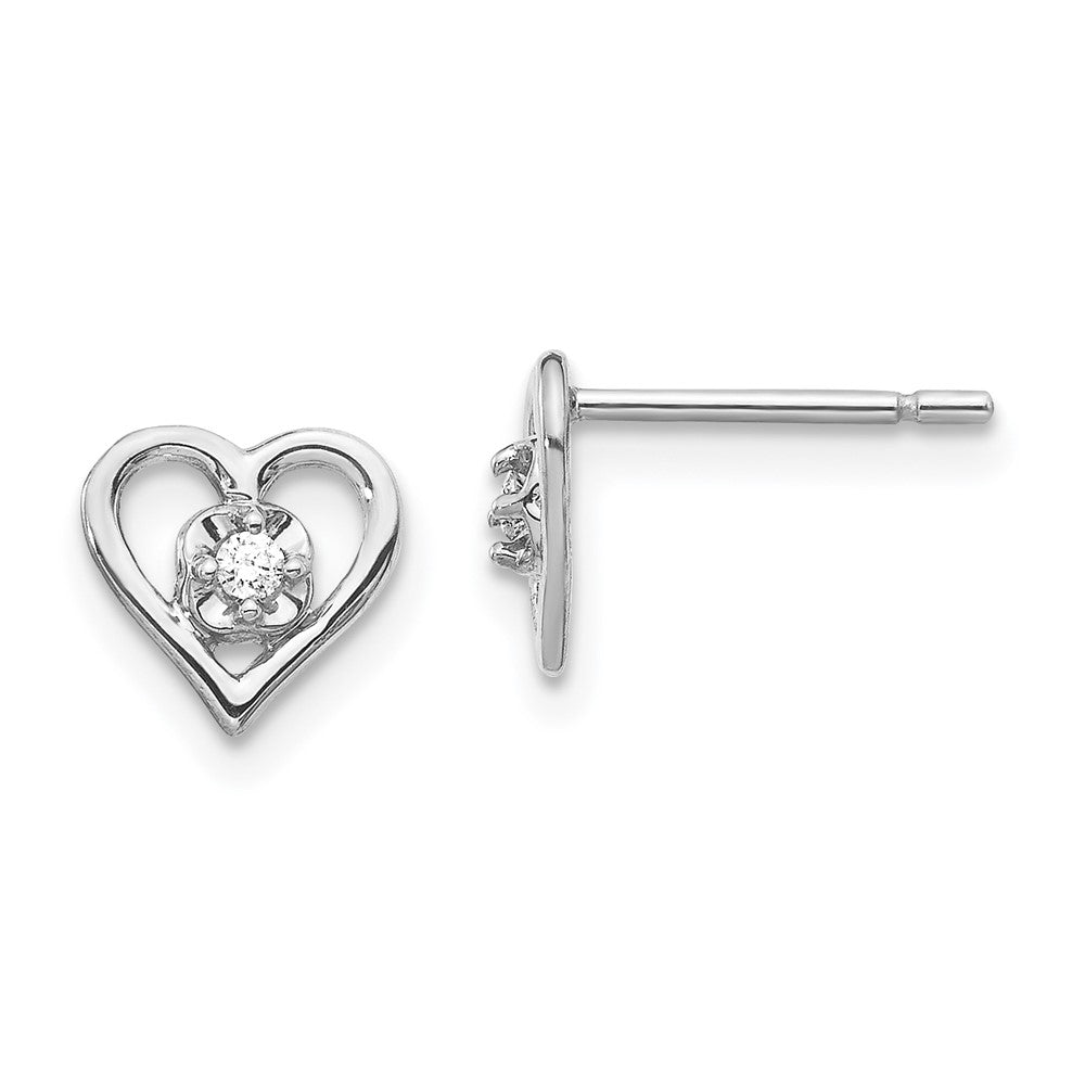 14k White Gold AAA Diamond heart earring