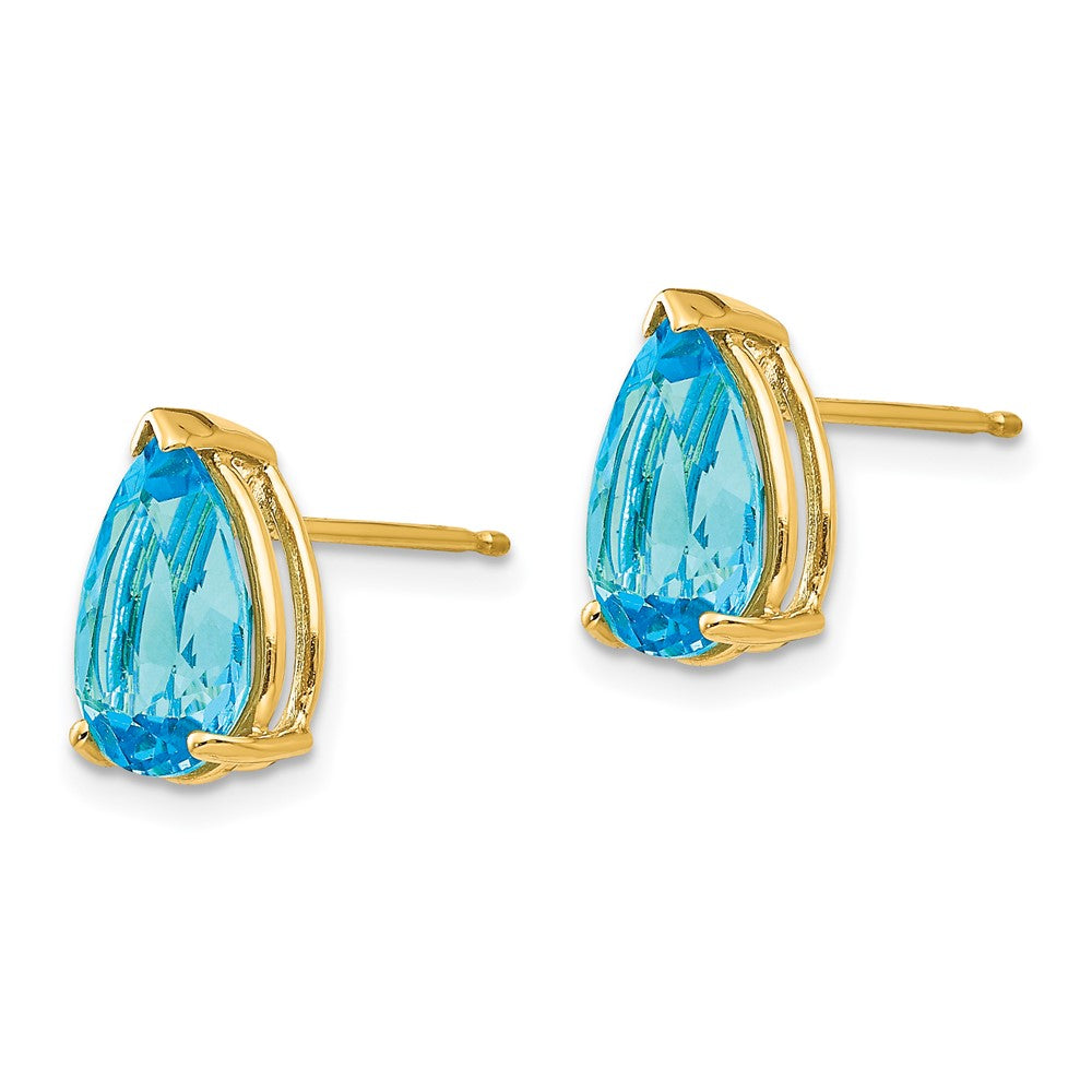 14k 10x Pear Blue Topaz Earrings