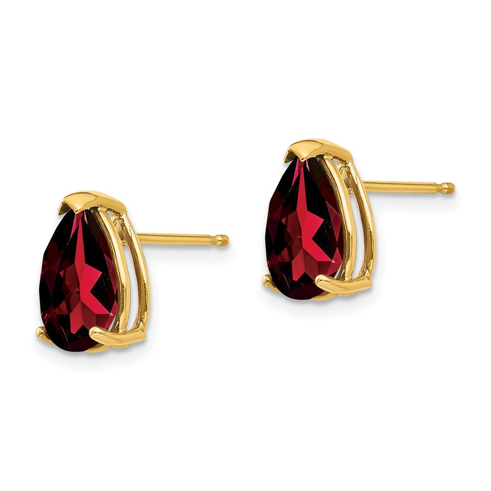 14k 10x Pear Garnet Post Earrings