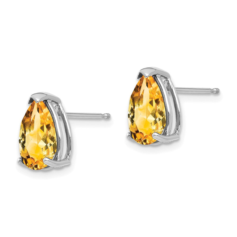 14k White Gold 10x Pear Citrine Post Earrings