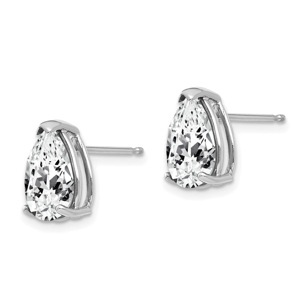 14k White Gold 10x Pear Cubic Zirconia Stud Earrings
