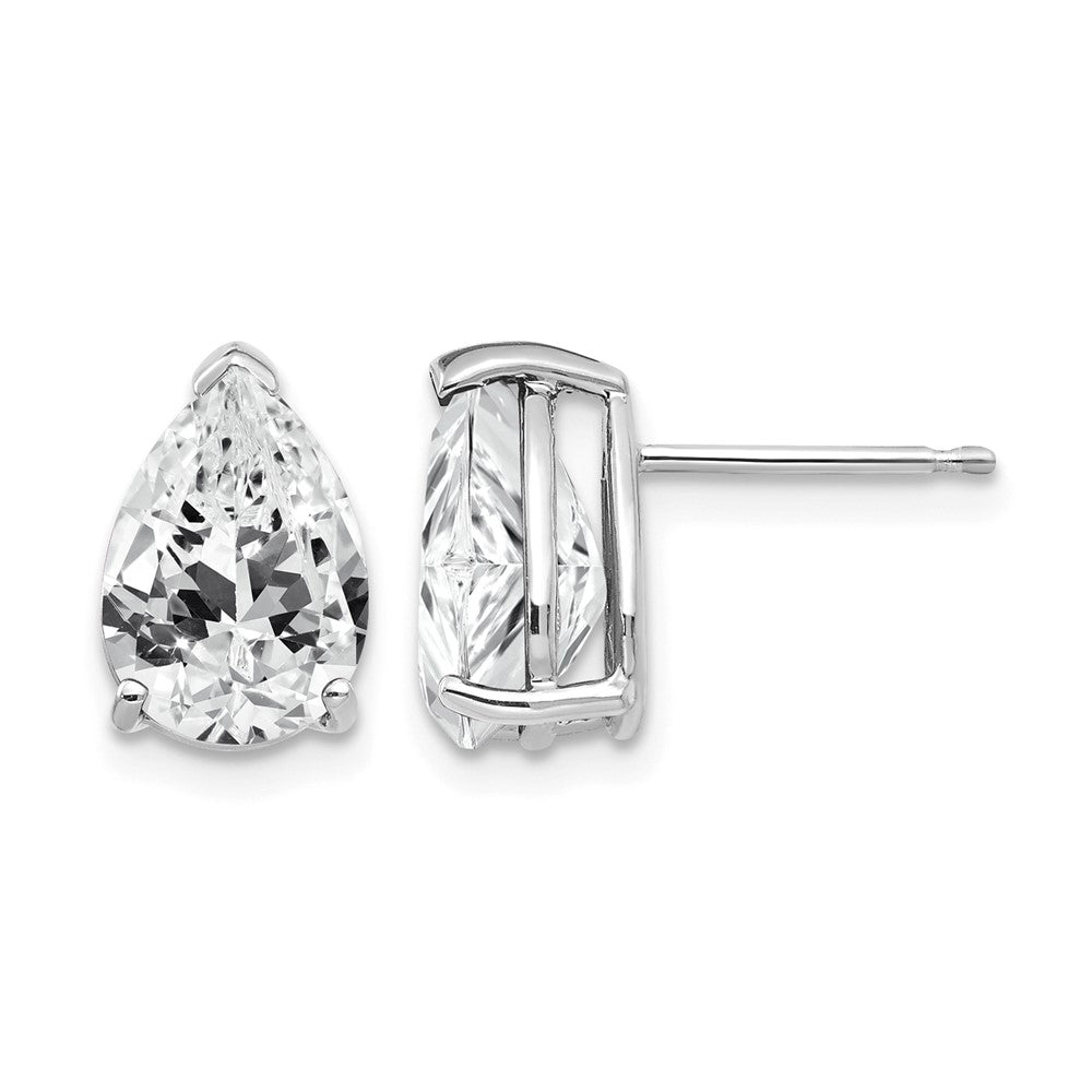 14k White Gold 10x Pear Cubic Zirconia Stud Earrings