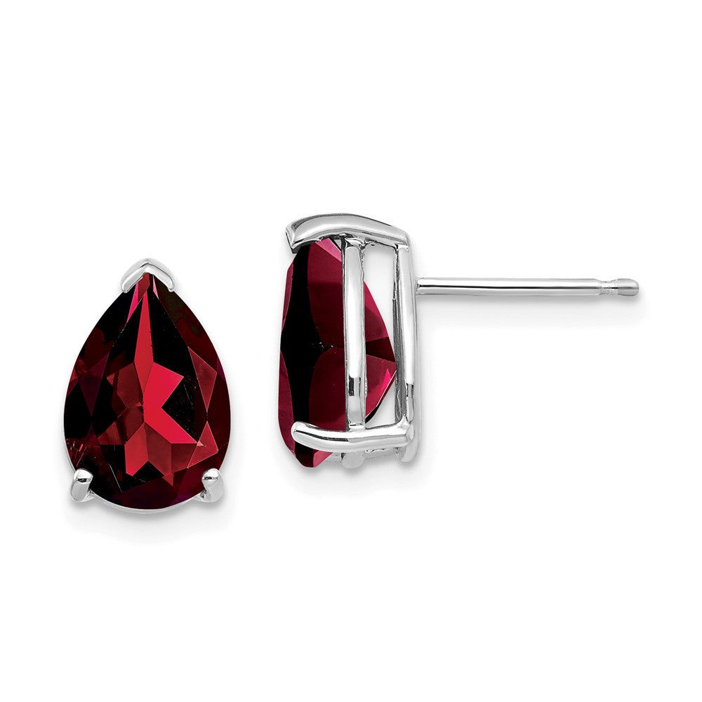 14k White Gold 10x Pear Garnet Earrings