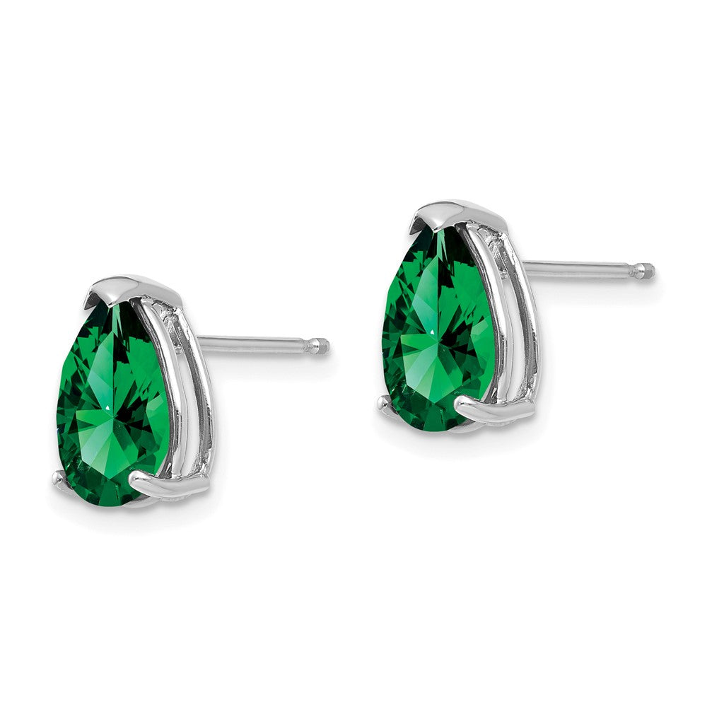 14k White Gold 10x Pear Mount St. Helens Stud Earrings