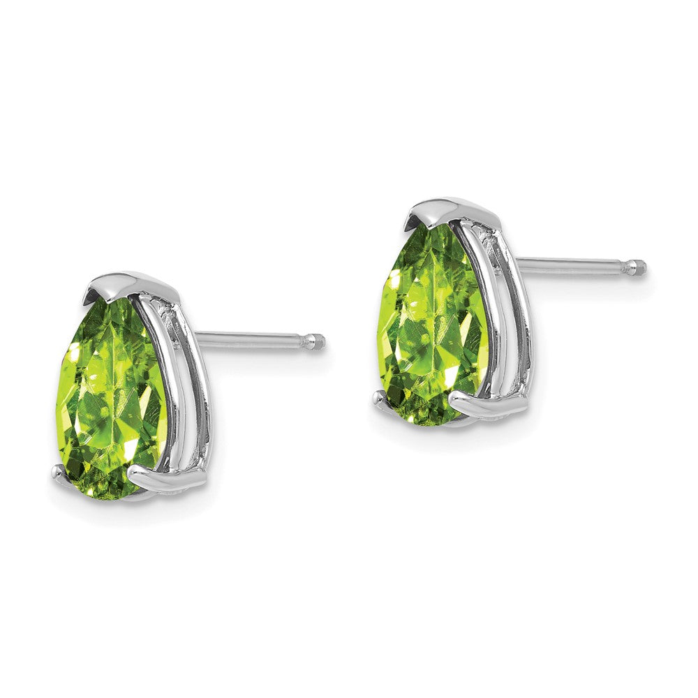 14k White Gold 10x Pear Peridot Earrings