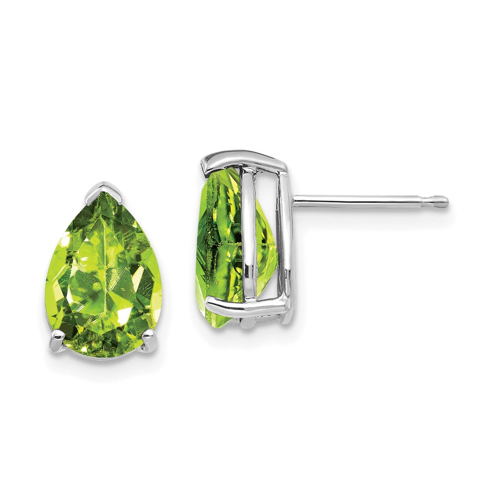 14k White Gold 10x Pear Peridot Earrings
