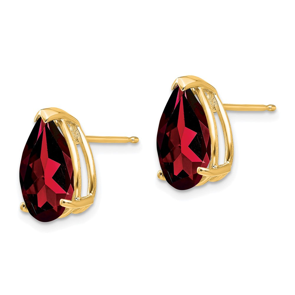 14k 12x Pear Garnet Post Earrings