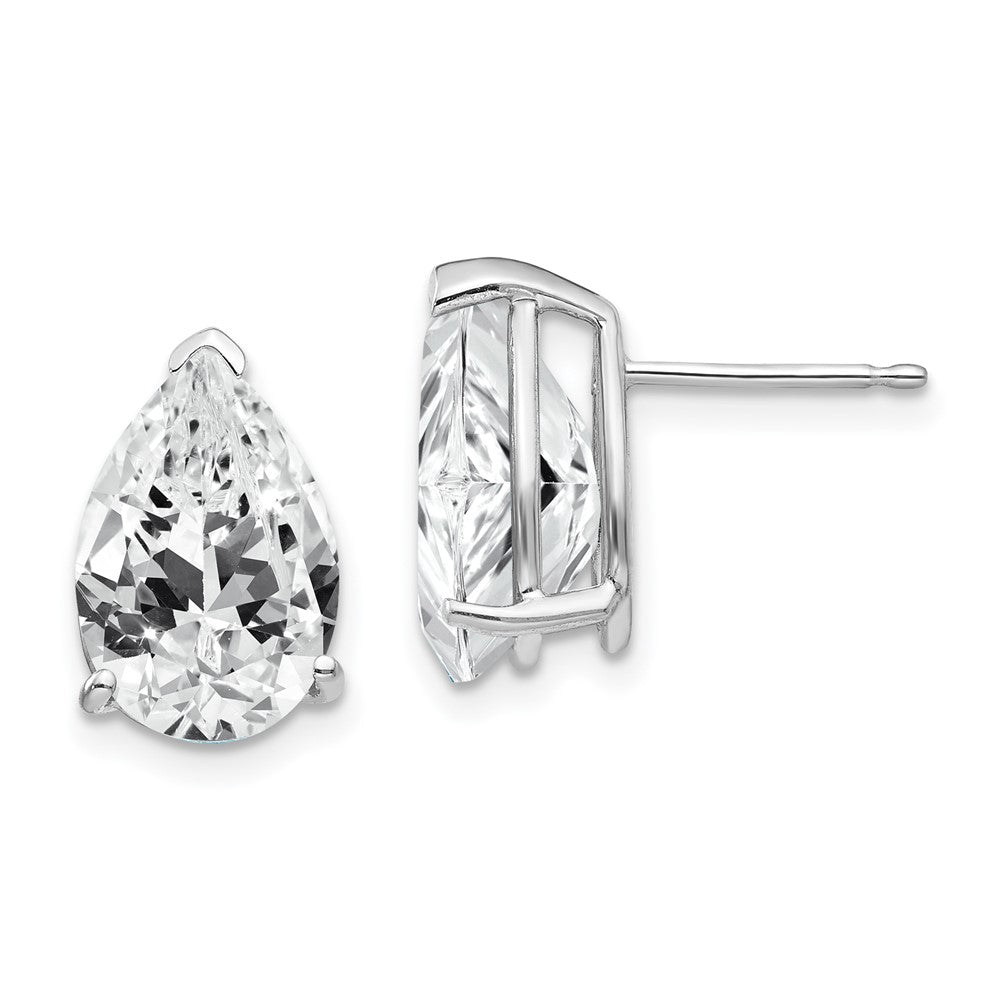 14k White Gold 12x Pear Cubic Zirconia Earrings
