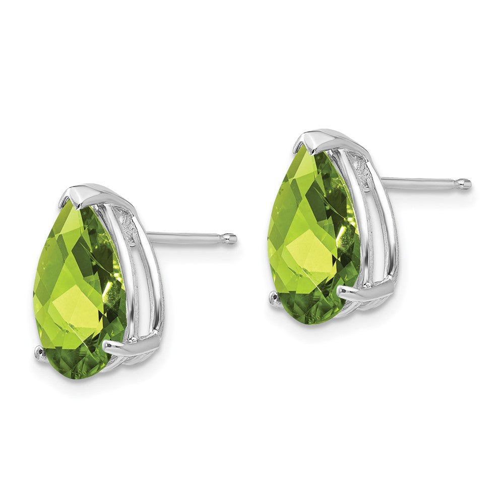 14k White Gold 12x Pear Peridot Stud Earrings