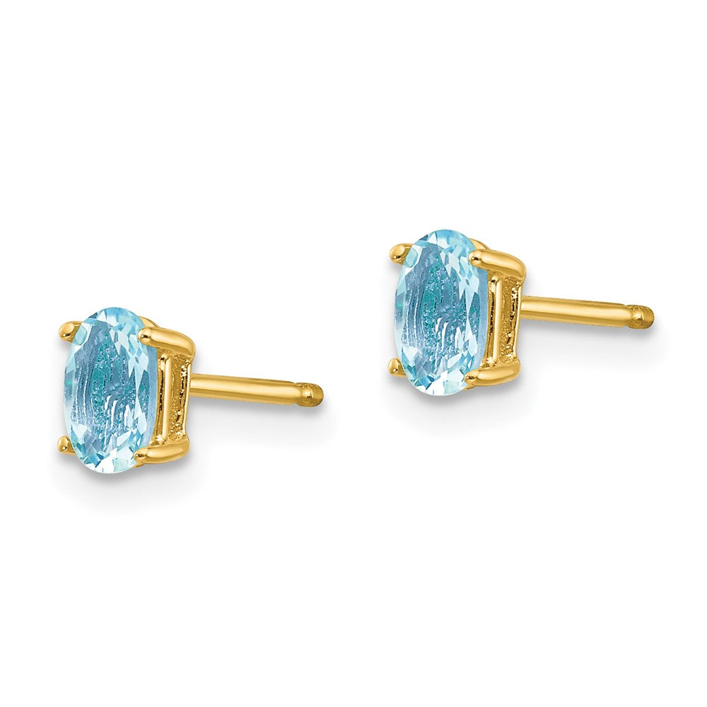 14k 5x Oval Aquamarine Post Earrings
