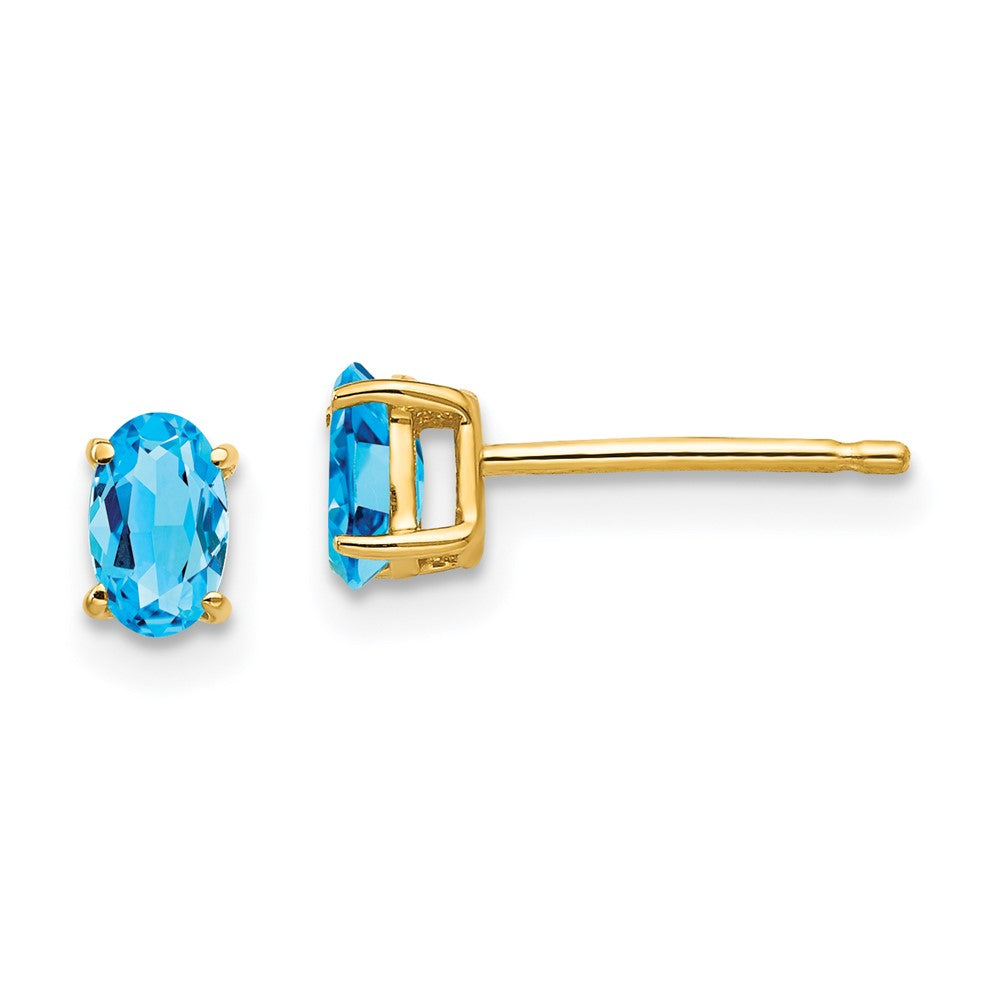 14k 5x Oval Blue Topaz earring