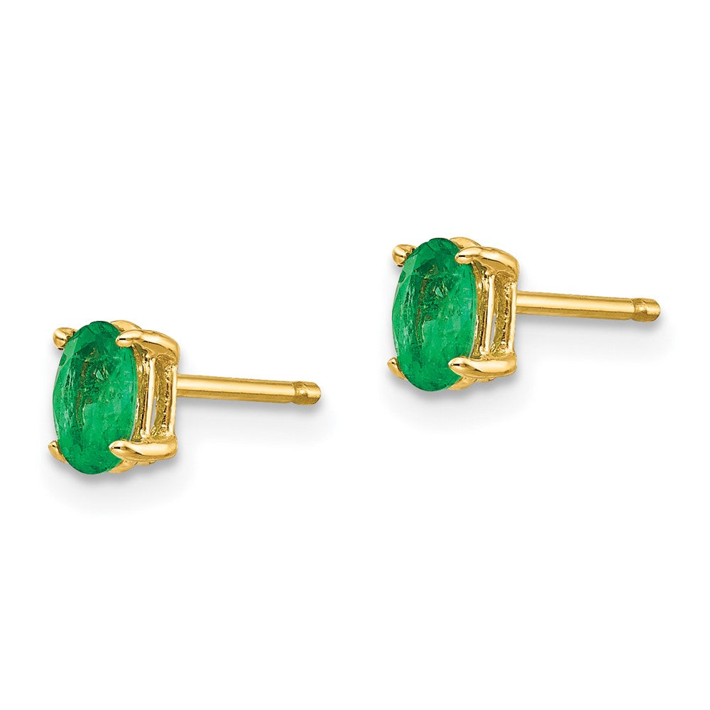 14k 5x Oval Emerald Post Earrings