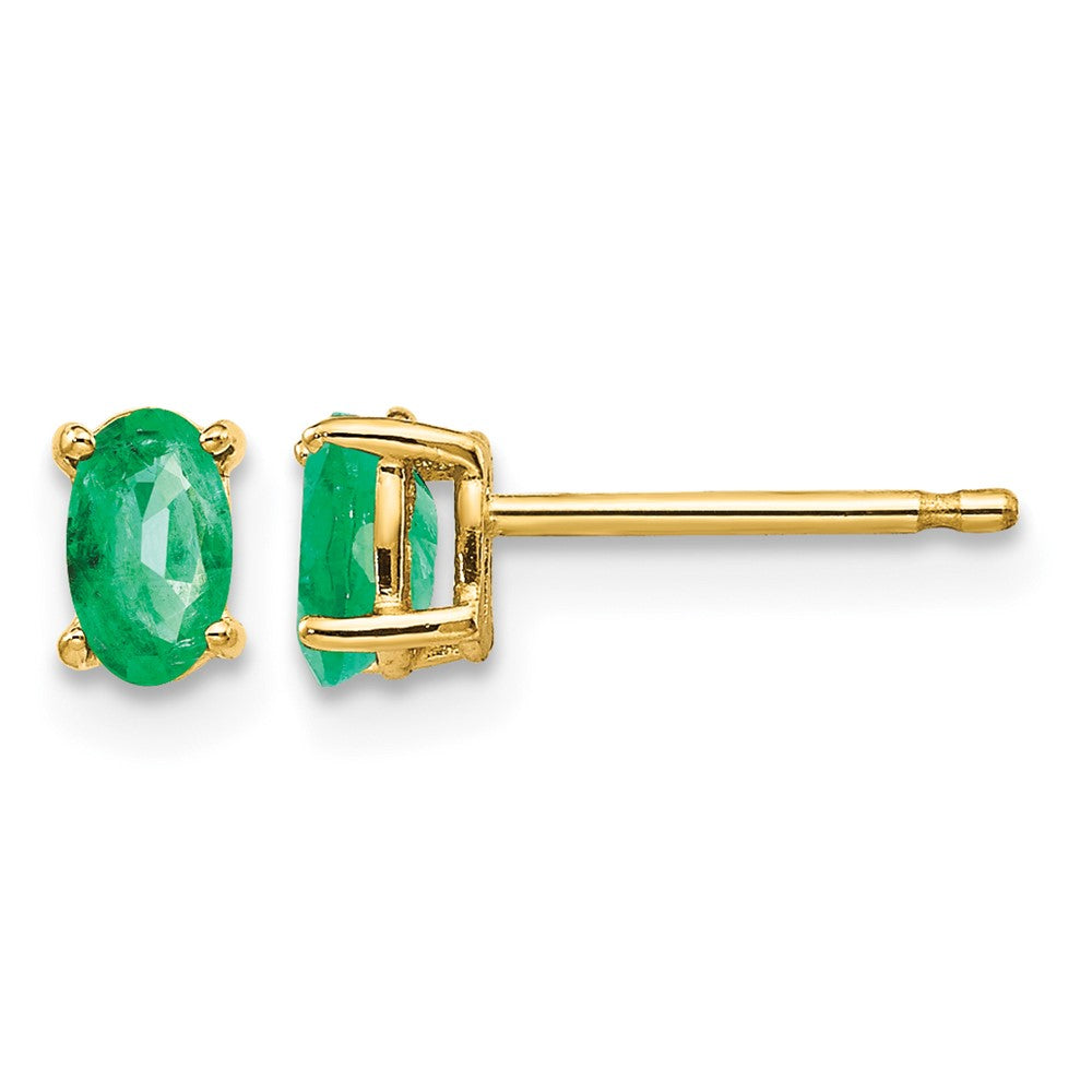 14k 5x Oval Emerald Post Earrings