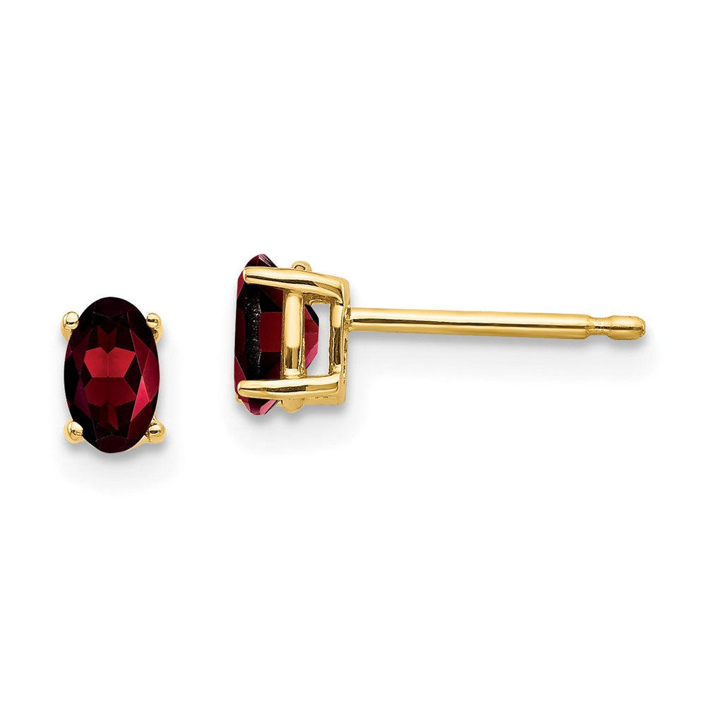 14k 5x Oval Garnet Earrings