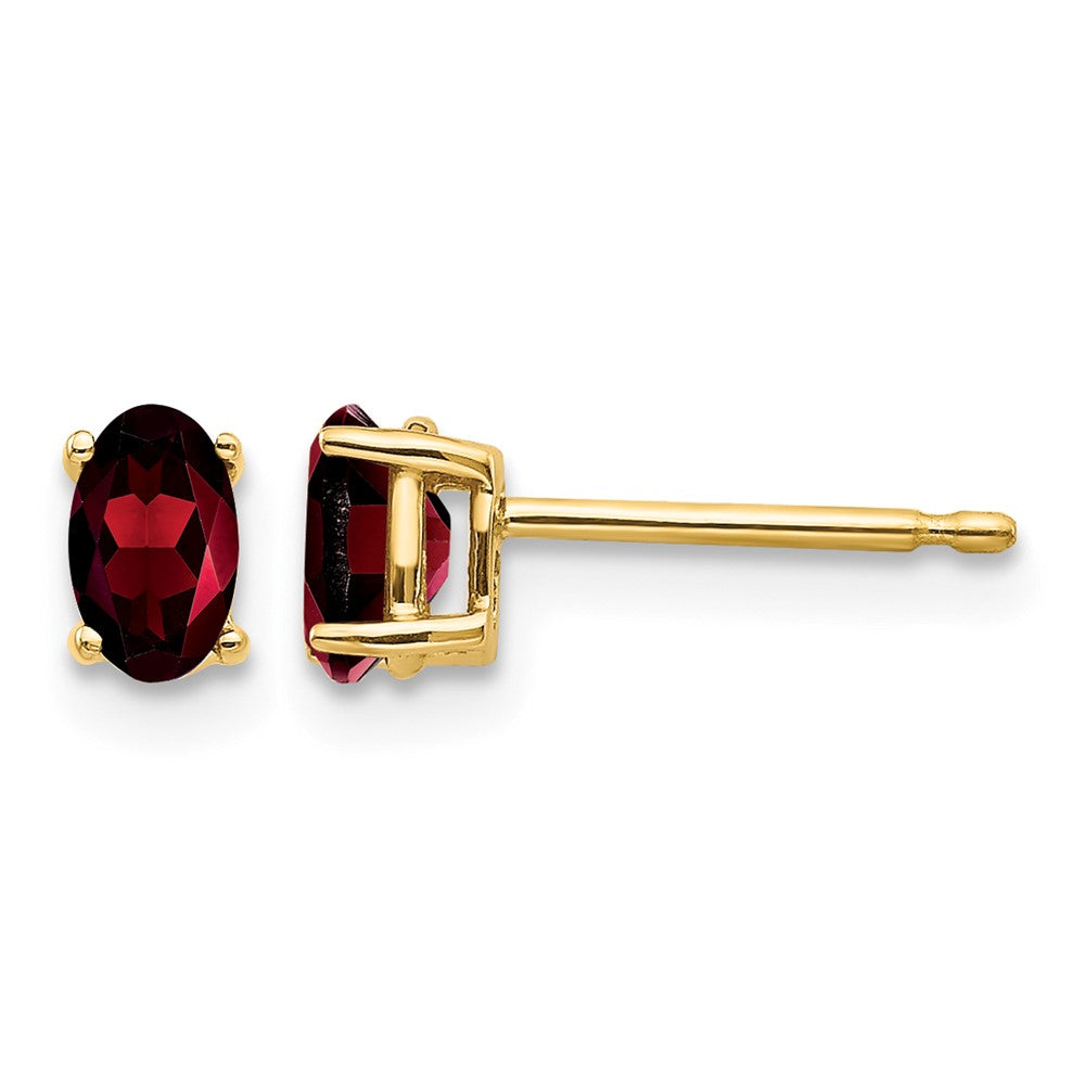 14k 5x Oval Garnet Post Earrings