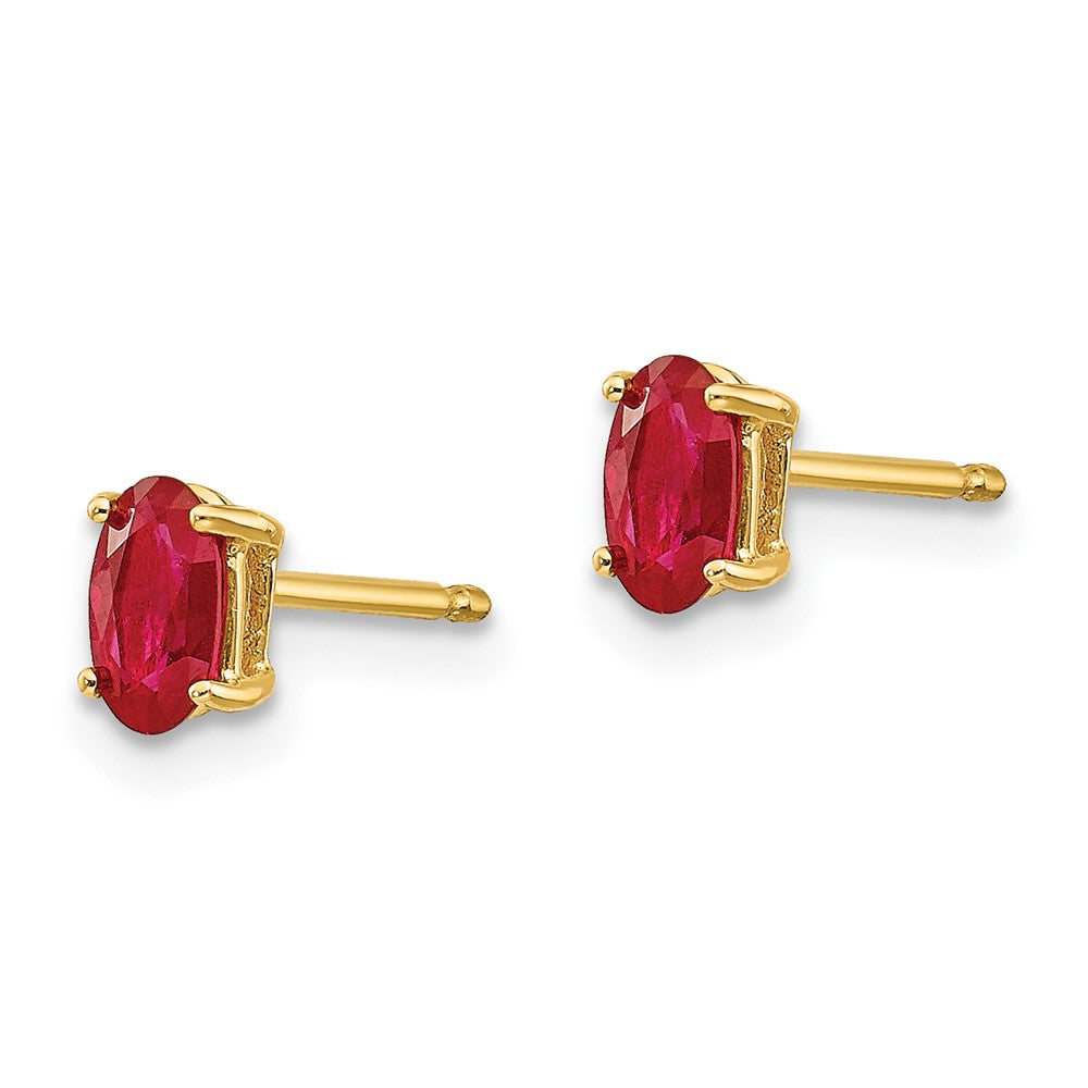 14k 5x Oval Ruby Post Earrings