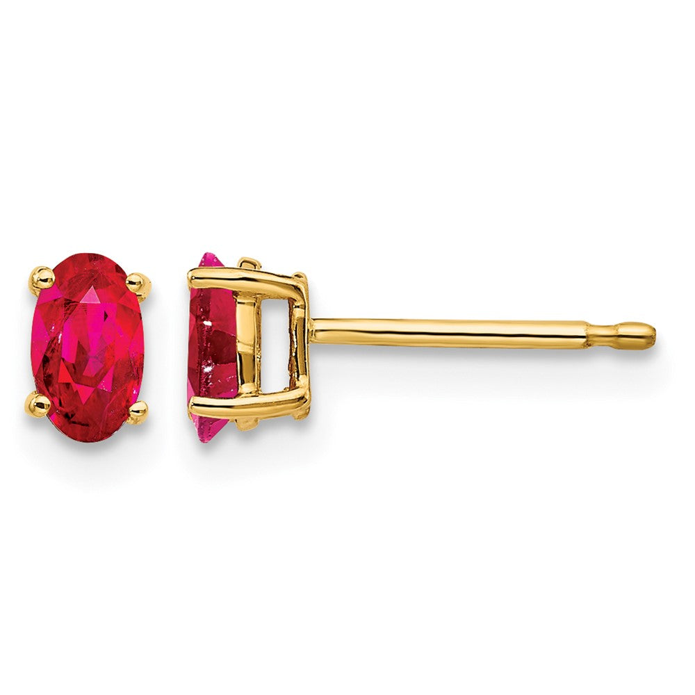 14k 5x Oval Ruby Post Earrings